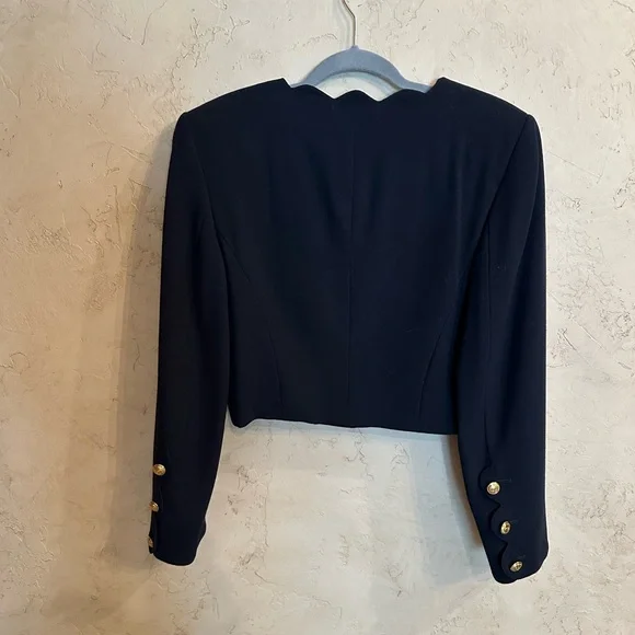 Valentino Cropped Navy Wool Jacket with Gold Buttons AUTHENTIC - Picture 2 of 9